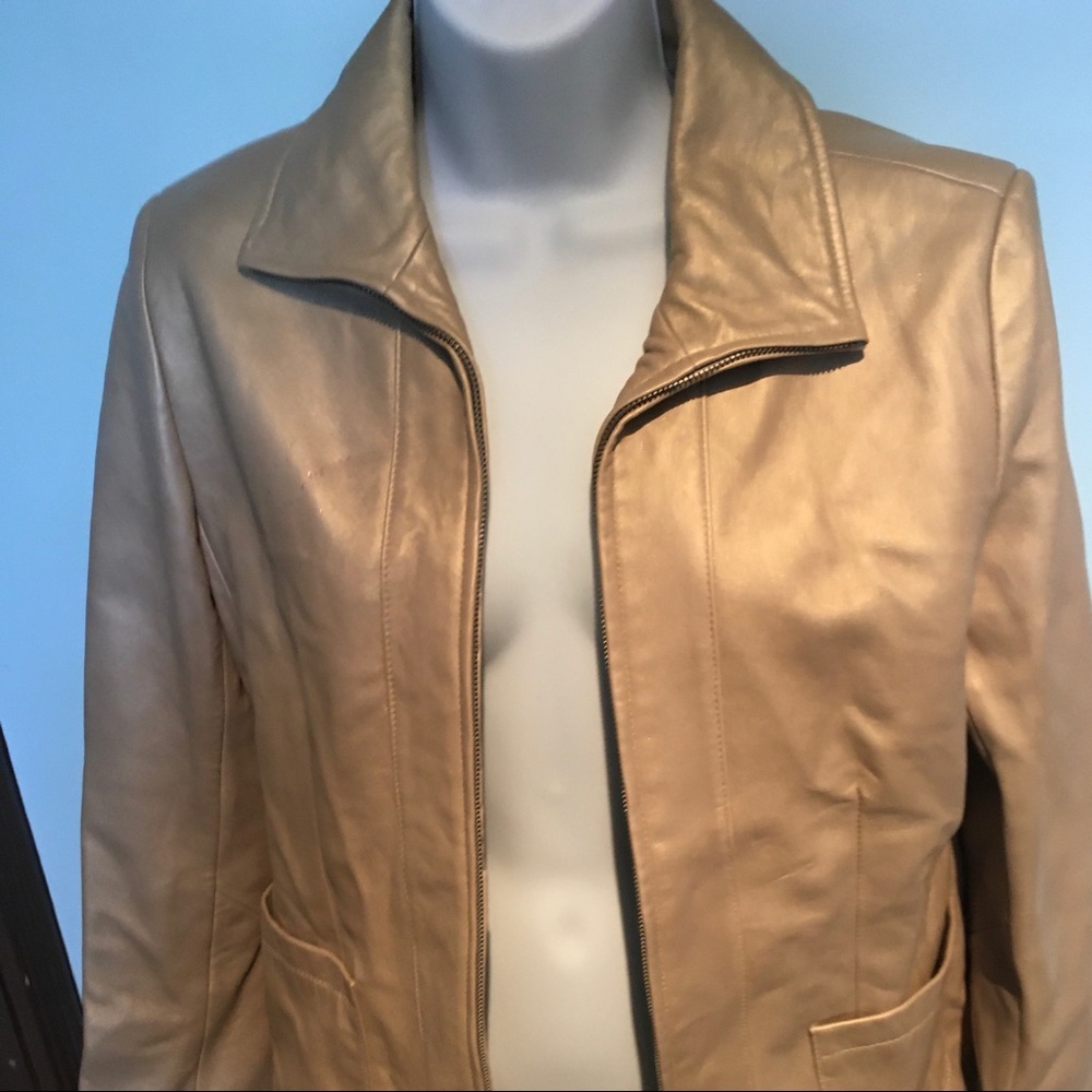 Gold leather jacket-M